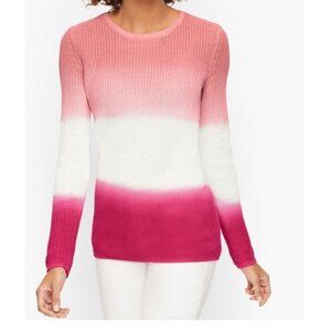TALBOTS BRAND PINK SHAKER STITCH SWEATER - OMBRÉ DIP DYE sz M